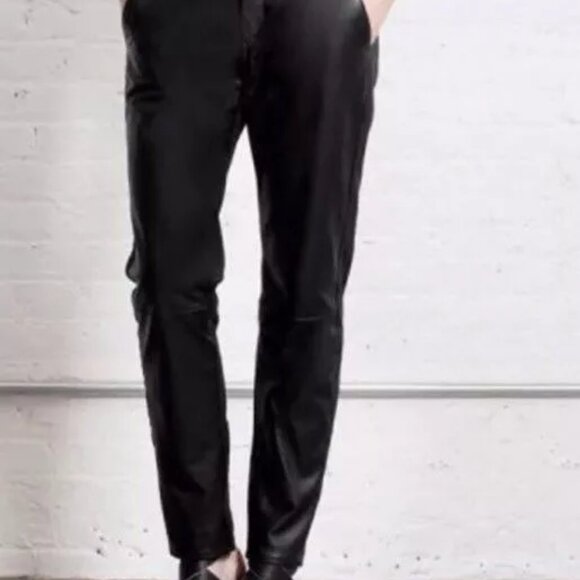Rag & Bone Jean HYDE PORTOBELLO Leather Front Pants Black Size 27 - Picture 4 of 7